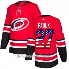 Män Ishockey Carolina Hurricanes Tröja Justin Faulk 27 Adidas 2017-2018 Röd USA Flag Fashion Authentic